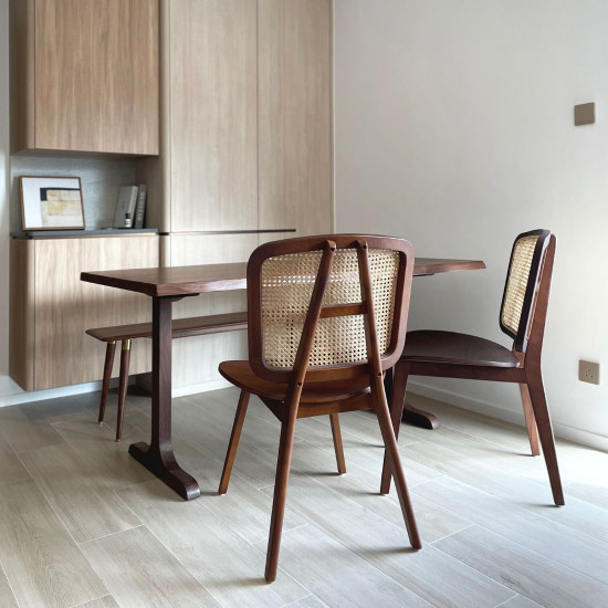 walnut brown table