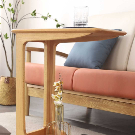 oak c shaped side table